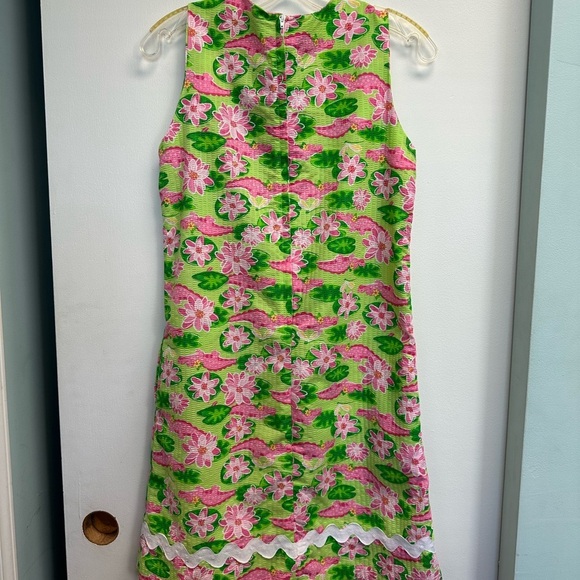 Vibrant Green and Pink Sleeveless Crew Neck Mini Dress - Picture 3 of 4